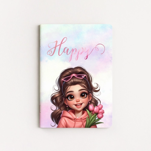 Zeszycik A6 kropki 32 kartki Dziewczyna Happy z Tulipanami MaDam Creative