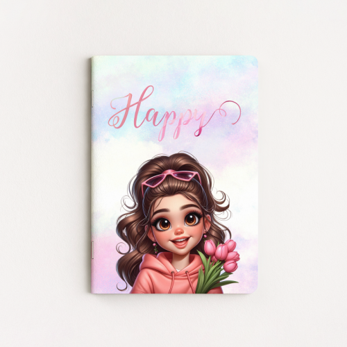 Zeszyt A5 gładki 60 kartek Dziewczyna Happy z Tulipanami MaDam Creative