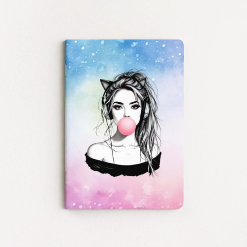 Zeszycik A6 kropki 32 kartki Dziewczyna z Gumą Pastelowy Styl MaDam Creative
