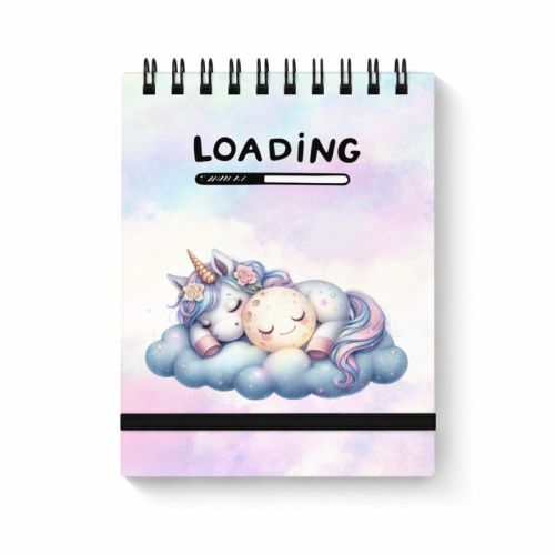 Notes na spirali z gumką A6 80 kartek kratka Jednorożec Loading na Chmurce MaDam Creative