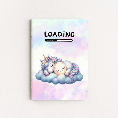 Zeszycik A6 kratka 32 kartki Jednorożec Loading na Chmurce MaDam Creative