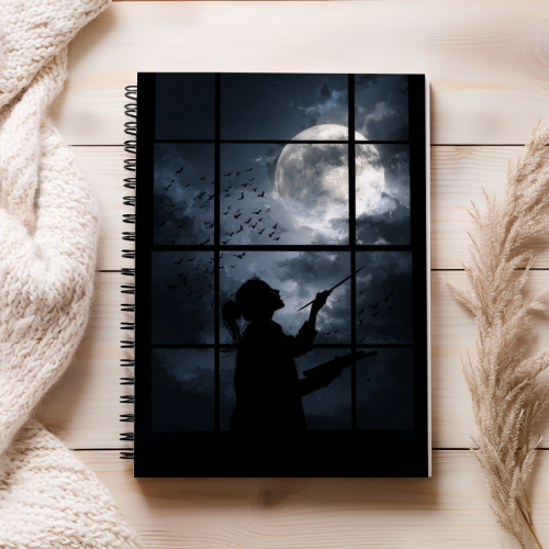 Notes A5 gładki 80 kartek Dziewczyna przy oknie i księżycu MaDam Creativ (2).png