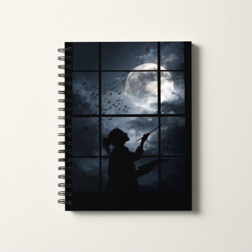 Notes A5 gładki 80 kartek Dziewczyna przy oknie i księżycu MaDam Creativ.png