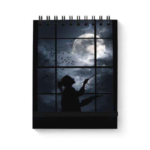 Dziewczyna przy oknie i księżycu MaDam Creativ.png