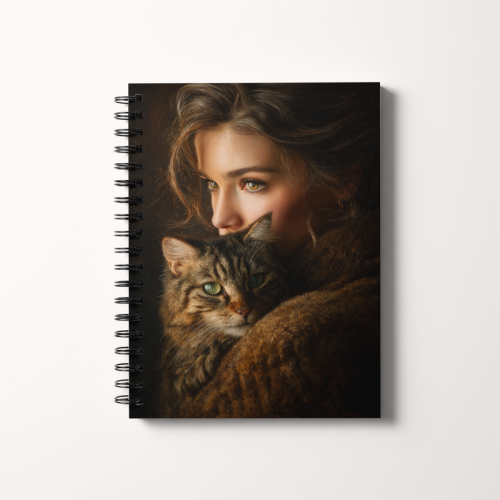 Notes A5 gładki 80 kartek Dziewczyna przytulająca kota MaDam Creative.png