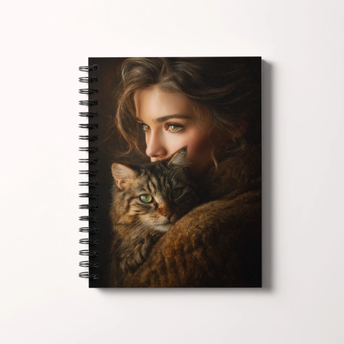 Notes A5 gładki 80 kartek Dziewczyna przytulająca kota MaDam Creative.png