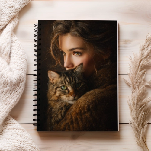 Notes A5 gładki 80 kartek Dziewczyna przytulająca kota MaDam Creative (2).png