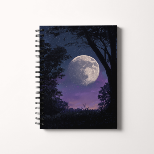 Notes A5 gładki 80 kartek Fioletowa noc z pełnią księżyca MaDam Creative.png