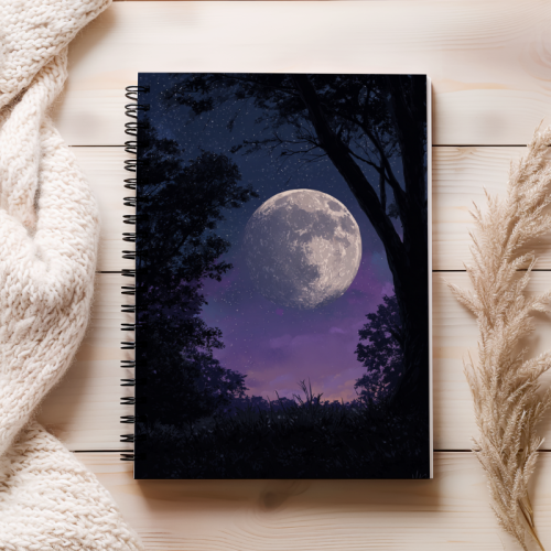Notes A5 gładki 80 kartek Fioletowa noc z pełnią księżyca MaDam Creative (2).png