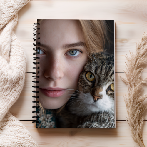 Notes A5 gładki 80 kartek Kobieta i kot portret podwójny MaDam Creative (2).png