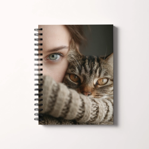 Notes A5 gładki 80 kartek Kobieta i kot spojrzenie MaDam Creative.png