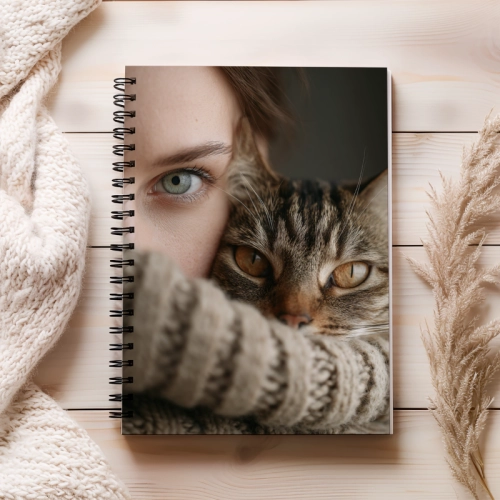 Notes A5 gładki 80 kartek Kobieta i kot spojrzenie MaDam Creative (2).png