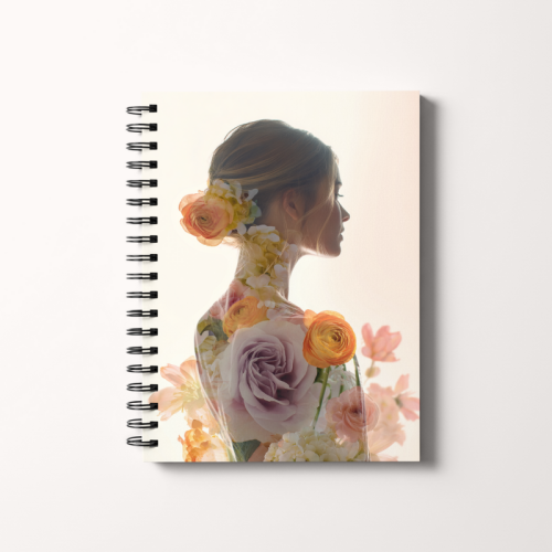 Notes A5 gładki 80 kartek Kobieta w kwiatach od tyłu MaDam Creative.png