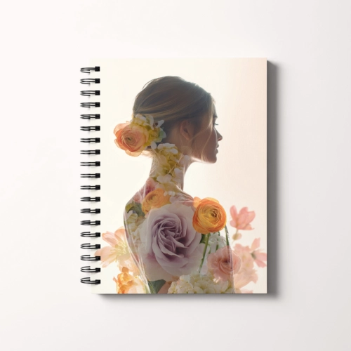 Notes A5 gładki 80 kartek Kobieta w kwiatach od tyłu MaDam Creative.png