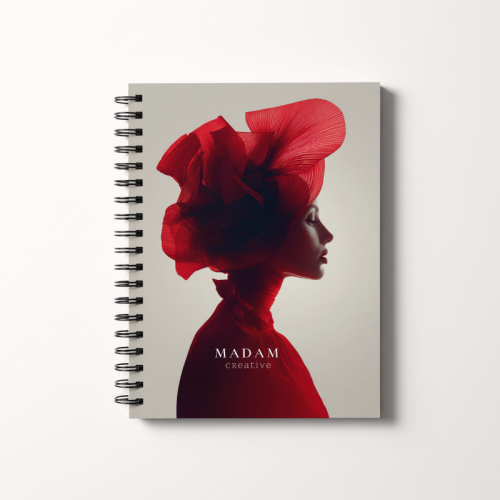 Notes A5 gładki 80 kartek Kobieta z czerwonym kwiatem MaDam Creative.png