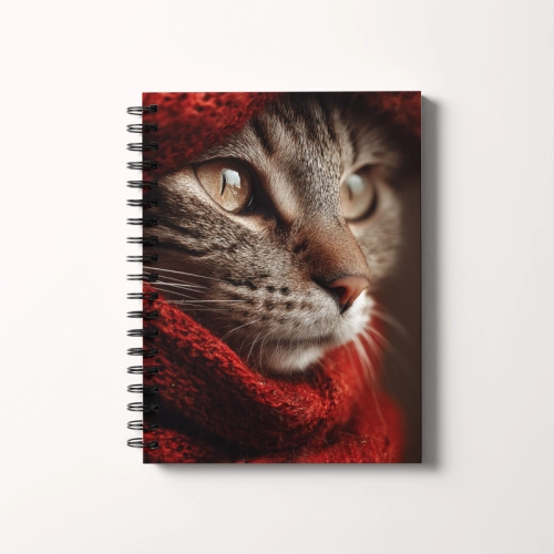Notes A5 gładki 80 kartek Kot w czerwonym szaliku MaDam Creative.png