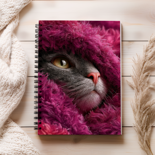 Notes A5 gładki 80 kartek Kotek w malinowym szalu MaDam Creative (2).png