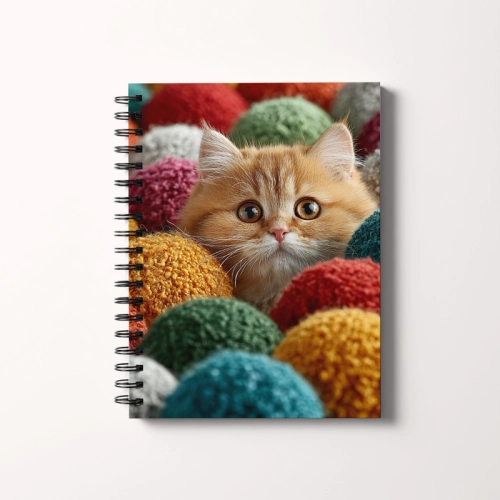 Notes A5 gładki 80 kartek Kotek w pastelowych pomponach MaDam Creative.png