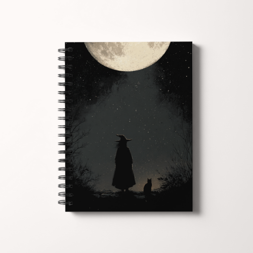 Notes A5 gładki 80 kartek  Wiedźma z kotem pod księżycem MaDam Creative.png