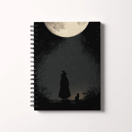 Notes A5 gładki 80 kartek  Wiedźma z kotem pod księżycem MaDam Creative.png