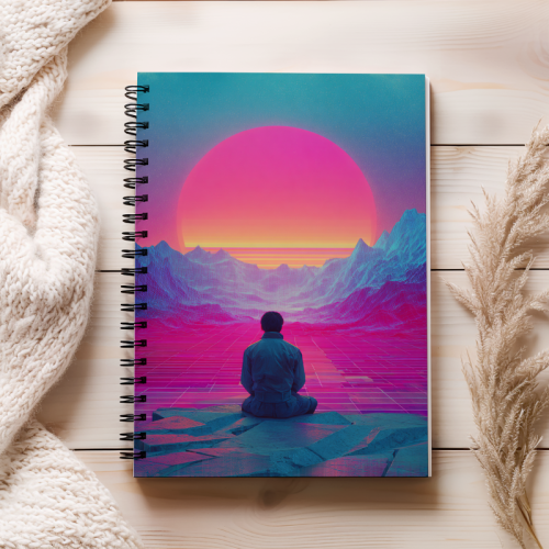 Notes A5 gładki 80 kartek Sylwetka przy neonowym zachodzie słońca MaDam Creative (2).png