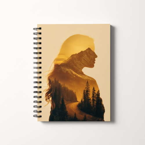 Notes A5 gładki 80 kartek Sylwetka kobiety i złoty las MaDam Creative.png