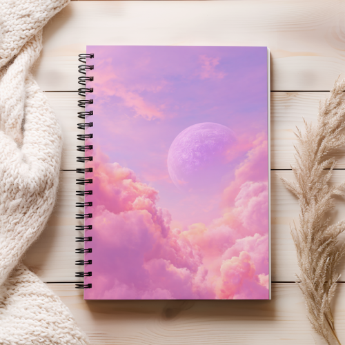 Notes A5 gładki 80 kartek Różowe chmury z planetą MaDam Creative (2).png