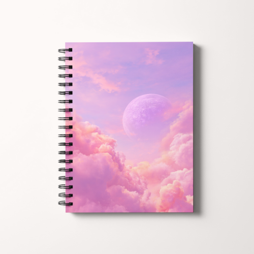 Notes A5 gładki 80 kartek Różowe chmury z planetą MaDam Creative.png