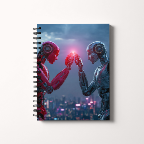 Notes A5 gładki 80 kartek Przyjaźń robotów futurystyczna MaDam Creative.png