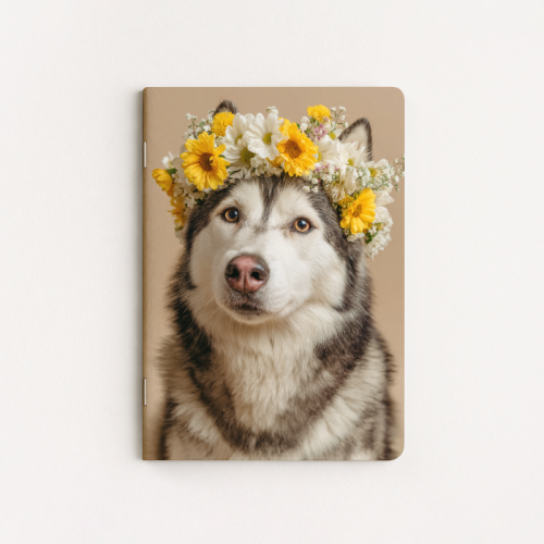 Piesek husky w kwiatowym wianku MaDam Creative.png