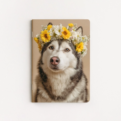 Piesek husky w kwiatowym wianku MaDam Creative.png
