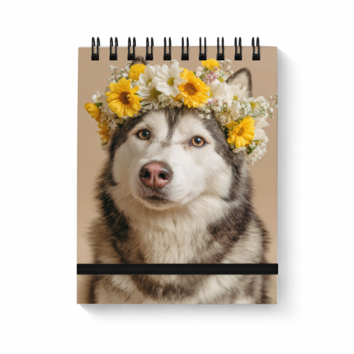 Piesek husky w kwiatowym wianku MaDam Creative.png