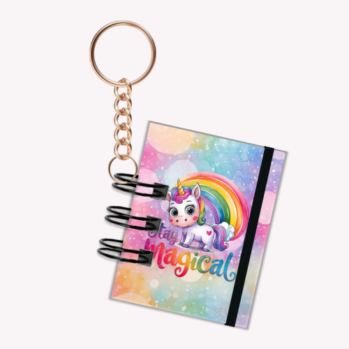 Breloczek mini notesik na gumkę Jednorożec Stay Magical 5x6 cm 50k gładki, MaDam Creative