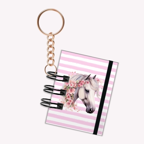 Breloczek mini notesik na gumkę Koń Paski 5x6 cm 50k gładki, MaDam Creative