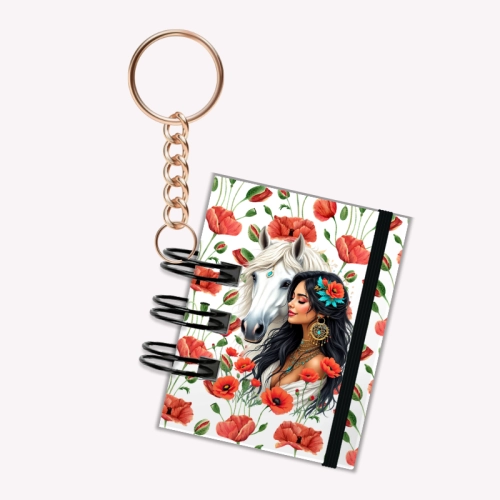 Breloczek mini notesik na gumkę Koń Maki 5x6 cm 50k gładki, MaDam Creative