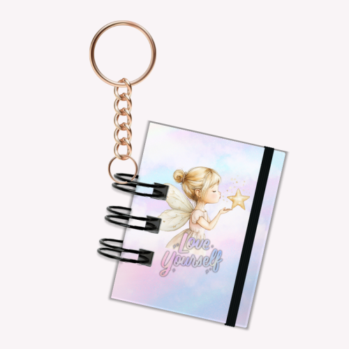 Breloczek mini notesik na gumkę wróżka 5x6 cm 50k gładki, MaDam Creative