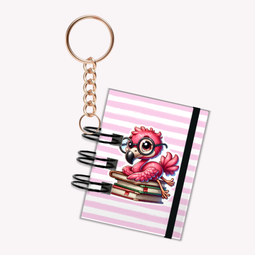 Breloczek mini notesik na gumkę Flaming Książki 5x6 cm 50k gładki, MaDam Creative