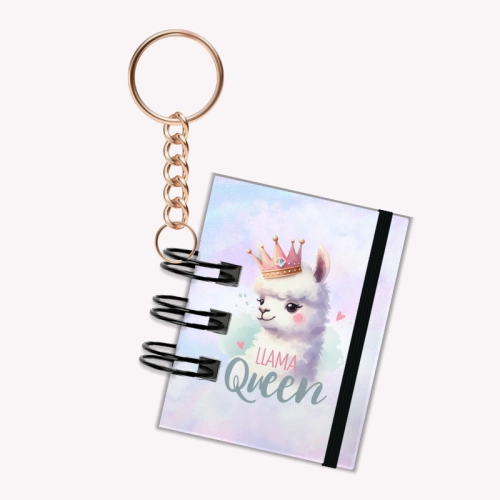 Breloczek mini notesik na gumkę Llama Queen 5x6 cm 50k gładki, MaDam Creative