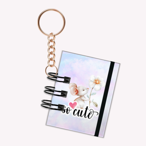 Breloczek mini notesik na gumkę Myszka So Cute 5x6 cm 50k gładki, MaDam Creative