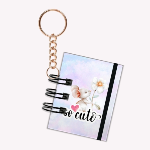 Breloczek mini notesik na gumkę Myszka So Cute 5x6 cm 50k gładki, MaDam Creative
