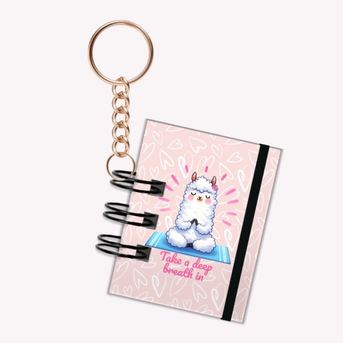 Breloczek mini notesik na gumkę Lama Medytująca 5x6 cm 50k gładki, MaDam Creative