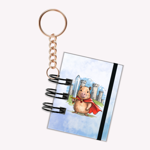 Breloczek mini notesik na gumkę Chomik rycerz 5x6 cm 50k gładki, MaDam Creative