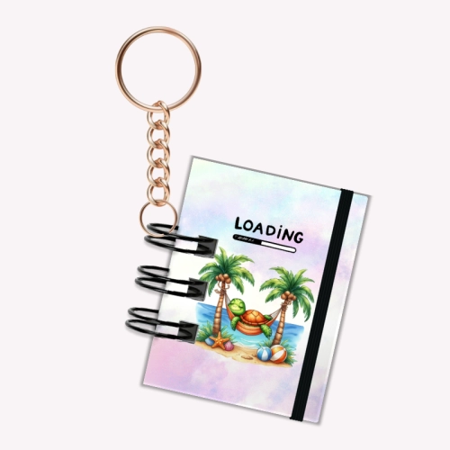 Breloczek mini notesik na gumkę żółw palmy 5x6 cm 50k gładki, MaDam Creative