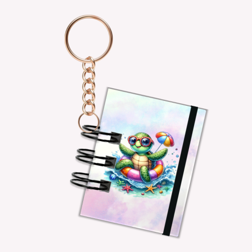 Breloczek mini notesik na gumkę Żółw koło 5x6 cm 50k gładki, MaDam Creative