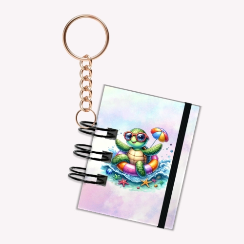 Breloczek mini notesik na gumkę Żółw koło 5x6 cm 50k gładki, MaDam Creative