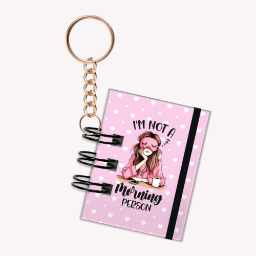 Breloczek mini notesik na gumkę Morning Person 5x6 cm 50k gładki, MaDam Creative