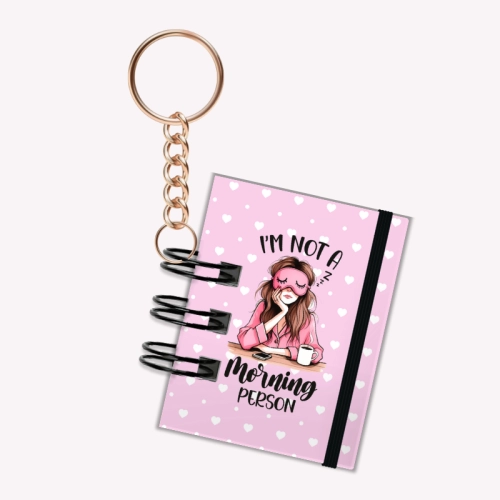 Breloczek mini notesik na gumkę Morning Person 5x6 cm 50k gładki, MaDam Creative