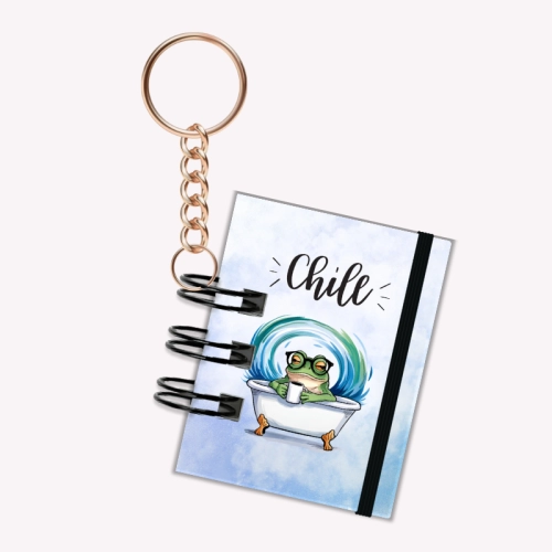 Breloczek mini notesik na gumkę Żaba Chill 5x6 cm 50k gładki, MaDam Creative