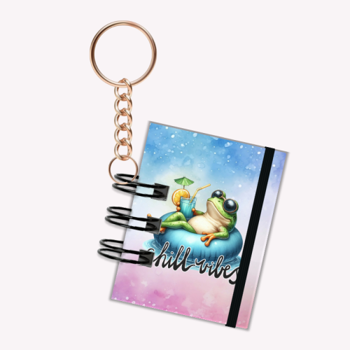 Breloczek mini notesik na gumkę żaba chill vibes 5x6 cm 50k gładki, MaDam Creative