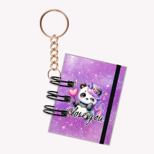 Breloczek mini notesik na gumkę Panda I Love You 5x6 cm 50k gładki, MaDam Creative